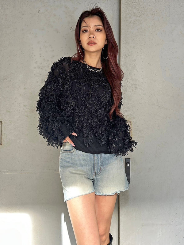 フラッグヤーンニットトップス